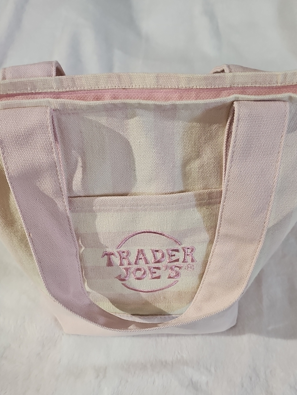 Trader Joe's Mini Pink Tote Bag With Zipper